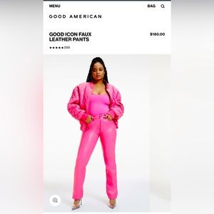 Good American Icon Faux Leather Pants in Sorority Pink. Barbiecore💕